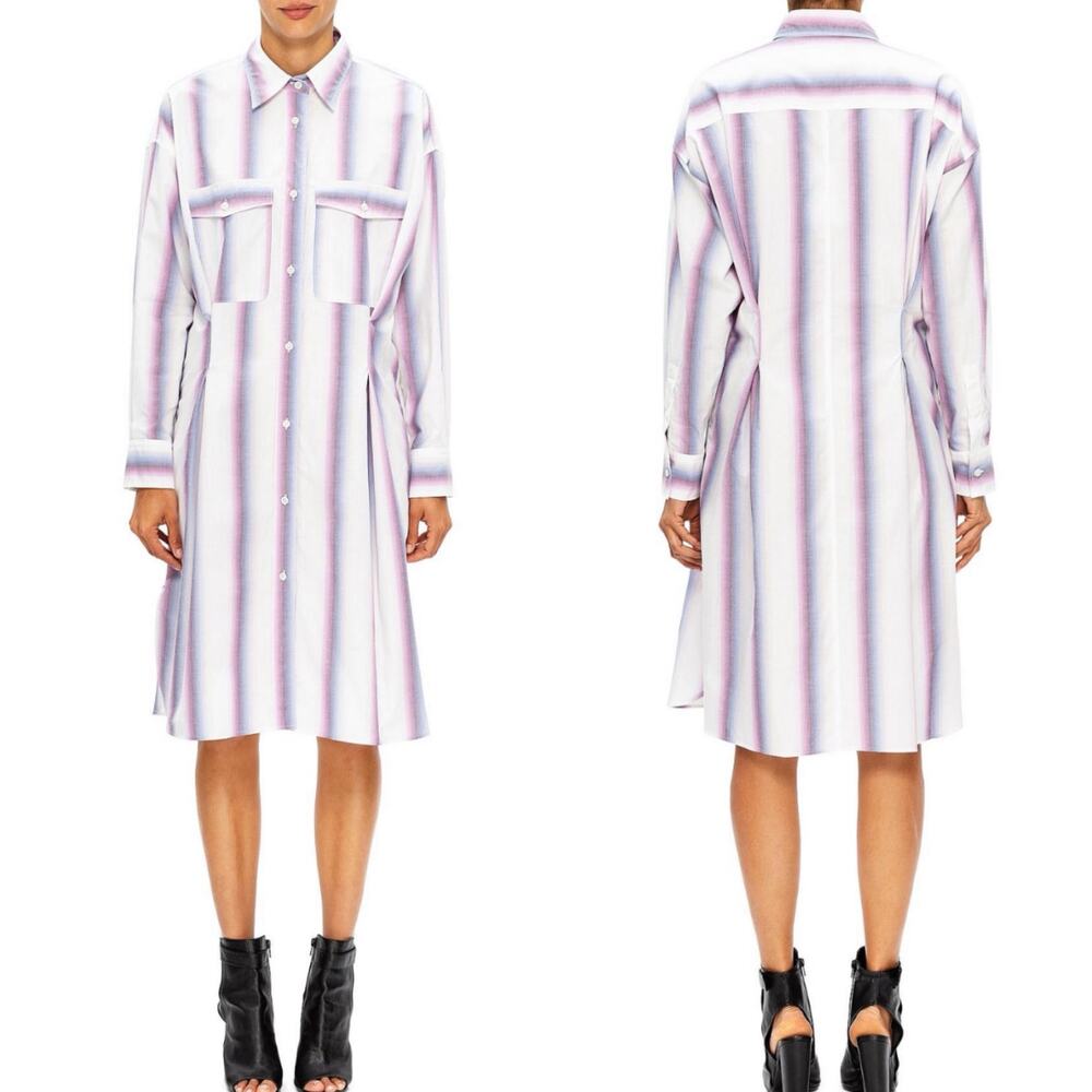 Isabel Marant Etoile Jady Striped Collared Shirt Dress - Picture 1 of 13
